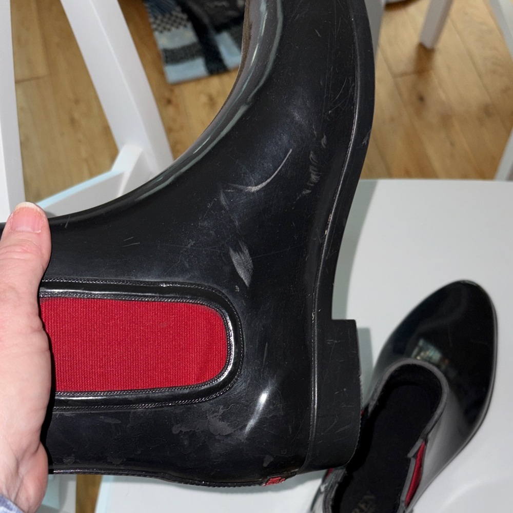 Ralph Lauren rain boots size 10 Black and Red Ankle Boots - Picture 5 of 6